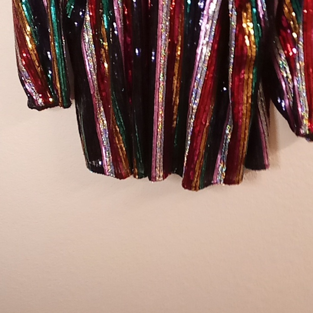 NEW CROWN & IVY Vneck Long Sleeves Festival Size XXL Sequins Multi Colors B4 X P - Picture 3 of 12